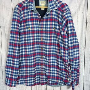L.L. Bean Men’s Flannel Jacket Shirt Size M Tall Button Down